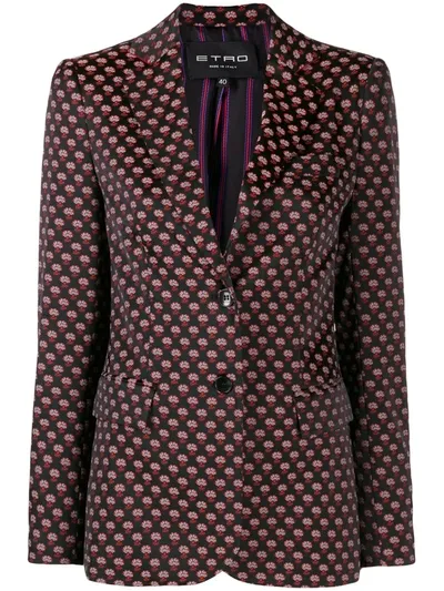 Etro Floral Jacquard Blazer In Black