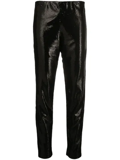 P.a.r.o.s.h Sequined Tapered-leg Trousers In Black