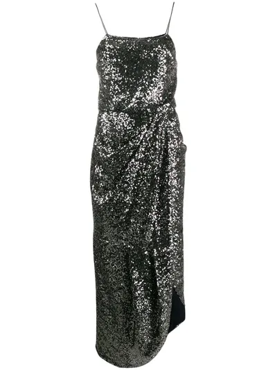 Derek Lam 10 Crosby Lexis Baby Sequin Sarong Mesh Dress In Gunmetal