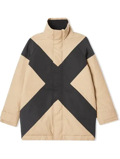 Burberry Teen Steppjacke Ini Colour-block-optik In Neutrals