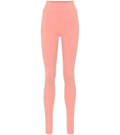 Live The Process Zen Grosgrain-trimmed Stretch-supplex Leggings In Salmon Pink