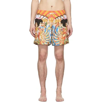 Amiri Hendrix-print Technical-blend Swim Shorts In Red