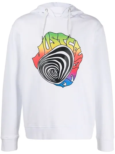 Just Cavalli Graphic Print Drawstring Hoodie In White