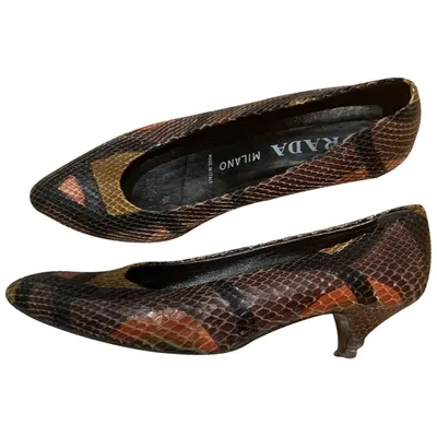 Pre-owned Prada Leather Heels In Brown