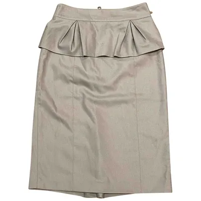 Pre-owned Burberry Wool Mid-length Skirt In Grey