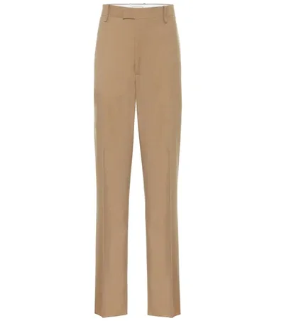 Bottega Veneta High-rise Straight Wool Pants In Beige