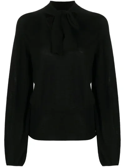 Temperley London Tied Neck Blouse In Black