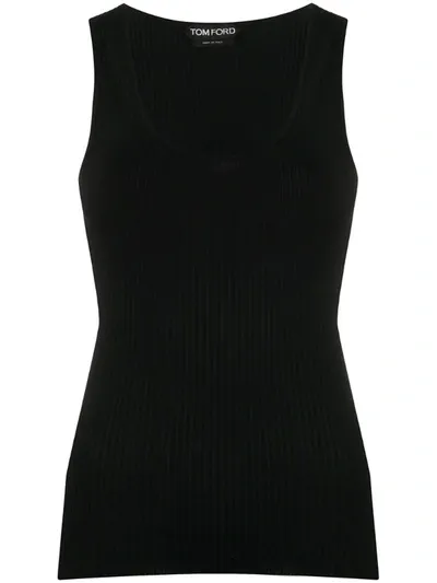 Tom Ford Ribbed Knit Silk Vest In Black