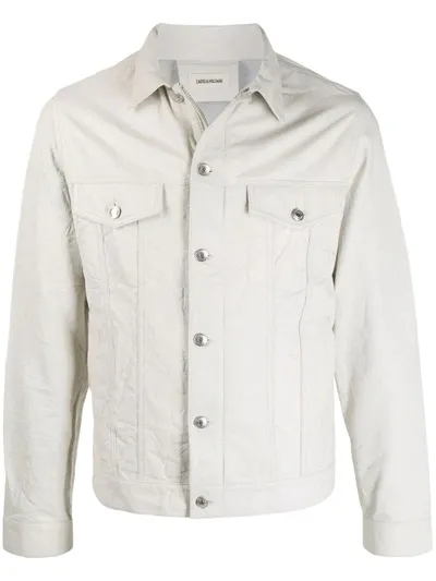 Zadig & Voltaire Leather Crinkle Jacket In White