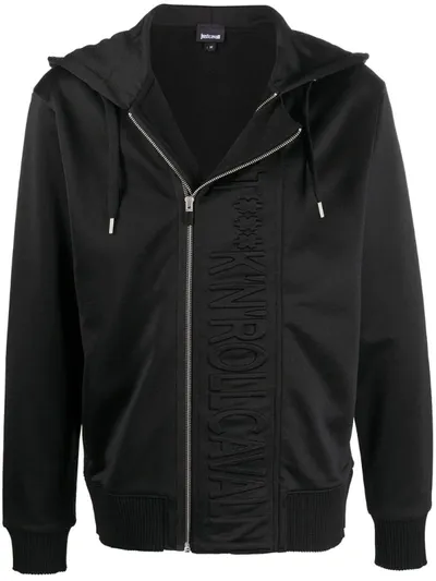 Just Cavalli Embossed Logo Hoodie In Black