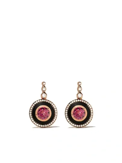 Selim Mouzannar 18kt Rose Gold Diamond Rhodolite Mina Earrings