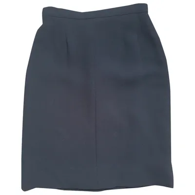 Pre-owned Chanel Wool Mid-length Skirt In Navy