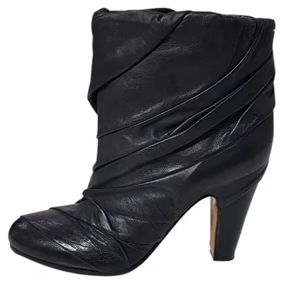 Pre-owned Maison Margiela Leather Ankle Boots In Black