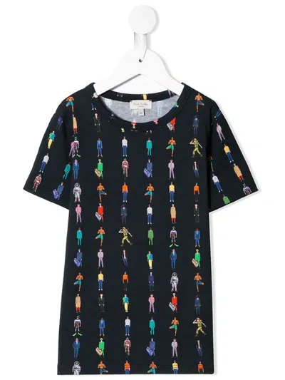 Paul Smith Junior Kids' Printed Paul Smith Cotton Jersey T-shirt In Black