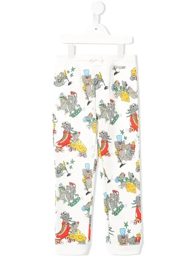 Stella Mccartney Kids' Rat Print Track Trousers In White