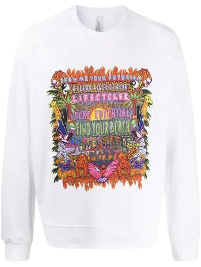 Neil Barrett Find Your Beach Print Sweatshirt In White