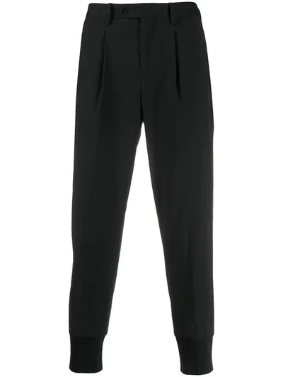 Neil Barrett Cropped Tapered-leg Trousers In Black