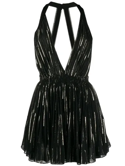 Saint Laurent Metallic Threading Mini Dress In Black