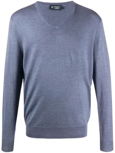 Hackett V-neck Jumper In Blue