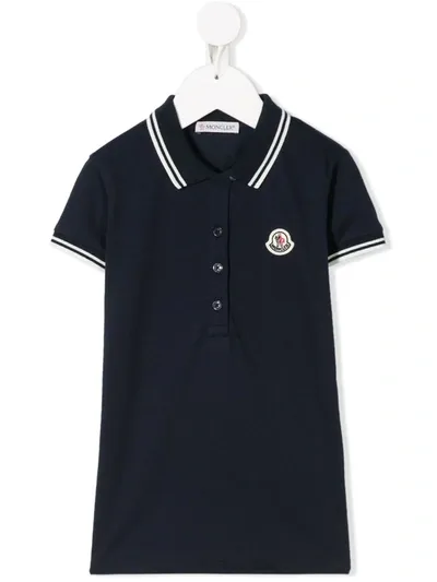 Moncler Boys Navy Kids Logo Patch Cotton Polo Shirt 4-14 Years 12 Years