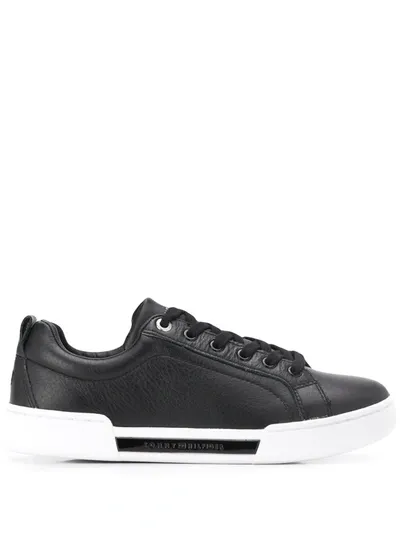 Tommy Hilfiger Low Lace-up Sneakers In Black