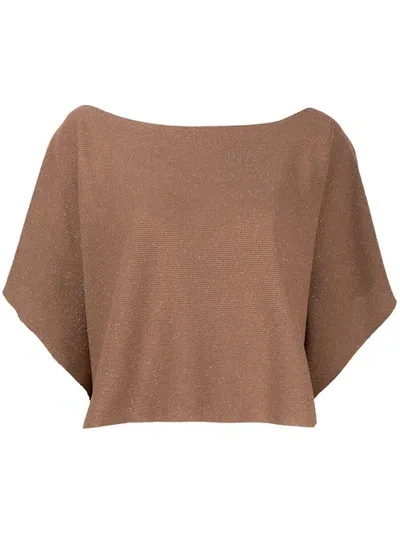 D-exterior Glitter Detail Knit Top In Brown