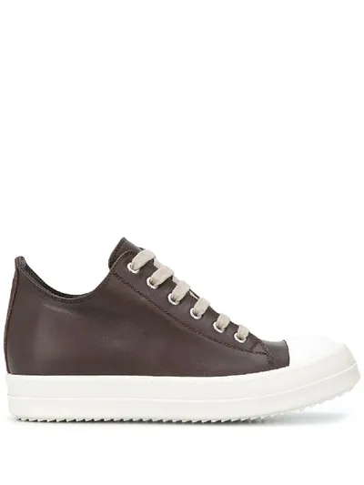 Rick Owens Low-top Lace-up Sneakers In Brown