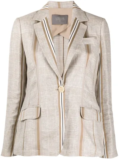 Lorena Antoniazzi Woven Striped Blazer In Brown