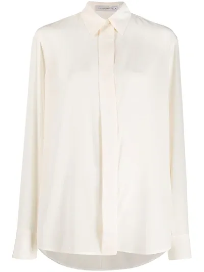 Victoria Beckham Concealed-placket Long-sleeve Shirt In White