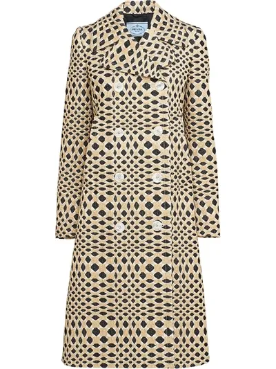 Prada Women's Matelassã© Double-breasted Coat In Gold