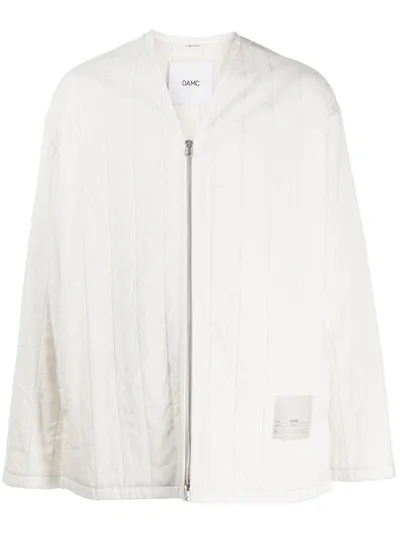 Oamc Zipped Shirt Jacket In White