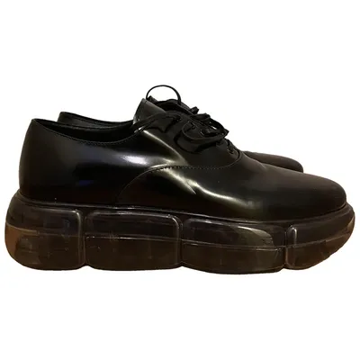 Pre-owned Prada Leather Lace Ups In Black