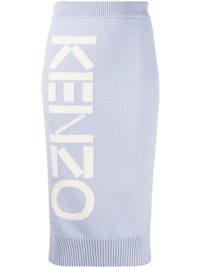 Kenzo Logo Detail Pencil Skirt In Purple