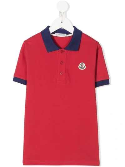 Moncler Kids' Cotton Piquet Polo Shirt In Red