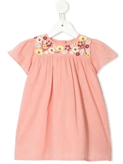 Velveteen Babies' Skye Embroidered Floral Dress In Pink