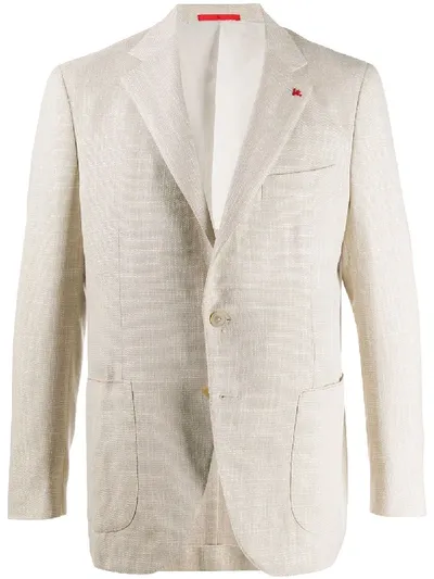 Isaia Cross Hatch Tailored Blazer In Neutrals