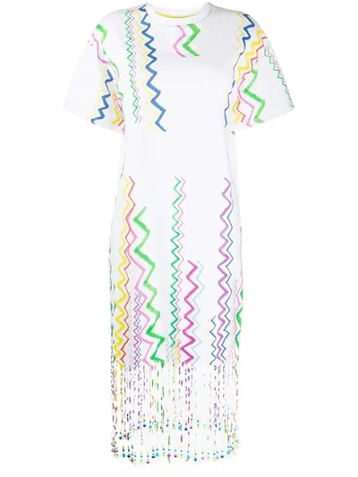 Mira Mikati Zig Zag Print Shift Dress In White