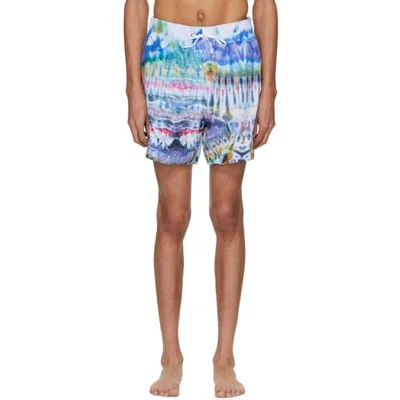 Amiri Tie Dye-printed Technical Swim Shorts In Blue