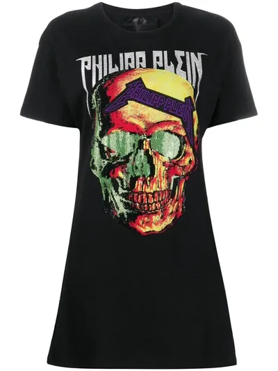 Philipp Plein Embellished Skull Dress In Black