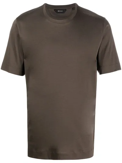 Z Zegna Round Neck T-shirt In Green