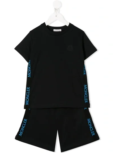 Moncler Kids' Side Stripe Two Piece Tracksuit In Black