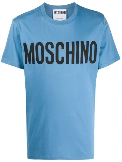 Moschino Logo Printed T-shirt In Blue