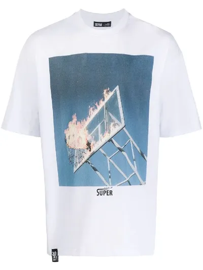 Vision Of Super Basket-print Logo T-shirt In White