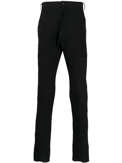 Masnada Asymmetric Fly Striped Cotton Blend Trousers In Black