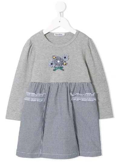 Familiar Kids' T-shirt-panelled Dress In Grey