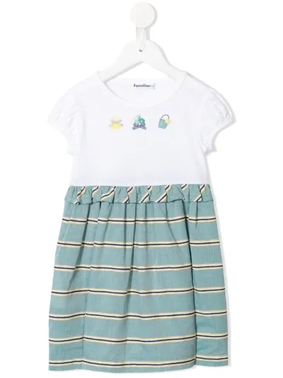 Familiar Kids' T-shirt-panelled Dress In White