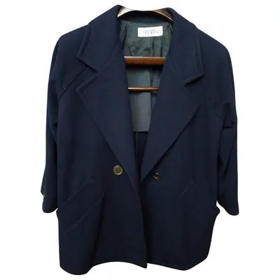 Pre-owned Givenchy Wool Coat In Navy