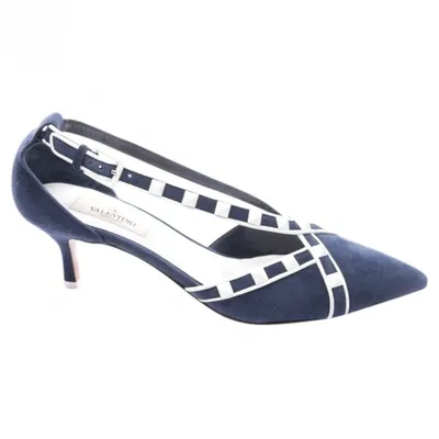 Pre-owned Valentino Garavani Blue Suede Heels