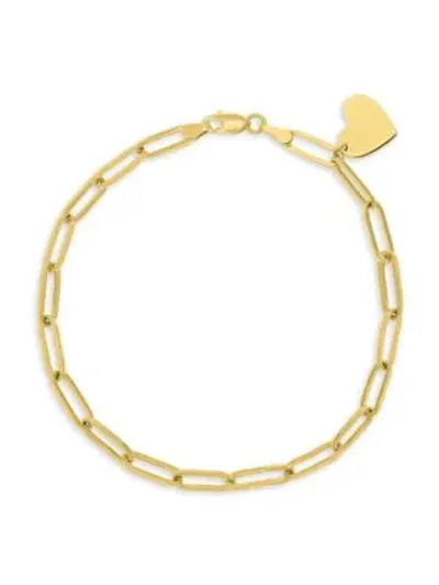 Saks Fifth Avenue 14k Yellow Gold Heart Dangle Long Link Bracelet