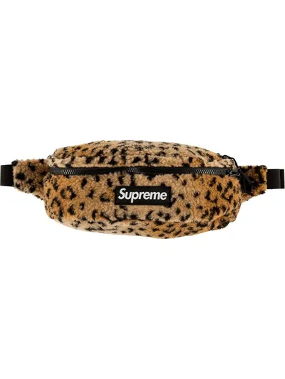 Supreme Leopard-print Fleece Belt Bag In Yellow